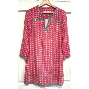 Vineyard Vines Embellished Lined 100% Silk light pink Shift Dress women's Size 4